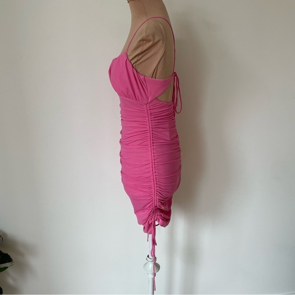 RUMOR Total Time Pink Ruched Open Back Y2K Mini Party Bodycon Dress NWT AU6/US2 - Picture 6 of 12